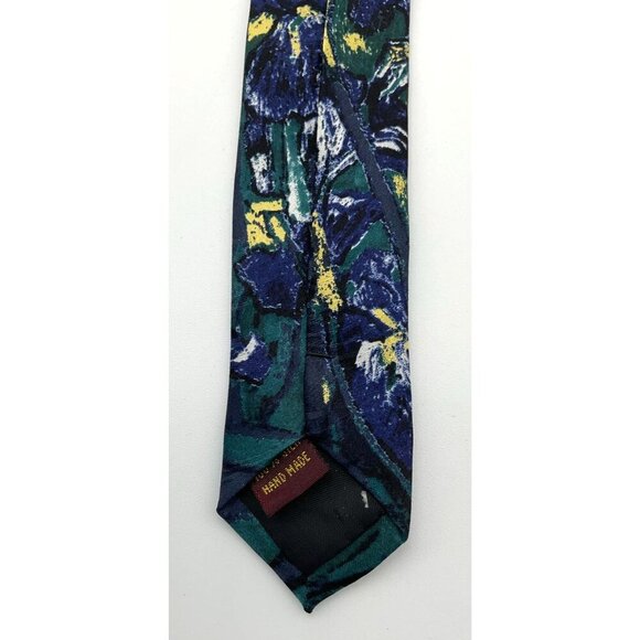 Vincent Van Gogh Irises 100% Silk Tie Museum Artifacts Vibrant Blue Green Floral - Picture 4 of 6